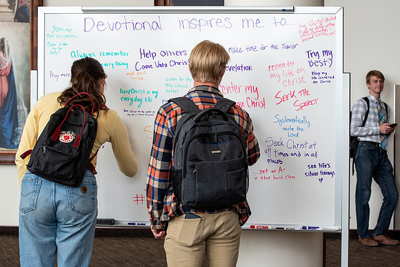 Students during devotional.