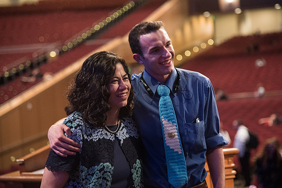 BYU-Idaho Devotional. Guest Speaker Reyna Aburto, Second Counselor in the General Relief Society, greeting the students after her talk. Spring Semester.