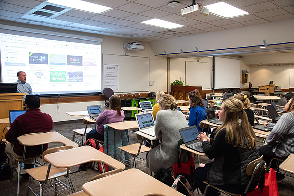 Students in the Education Deparment learn how to effectively use technology in their classrooms during a Teacher Education Technology Conference.