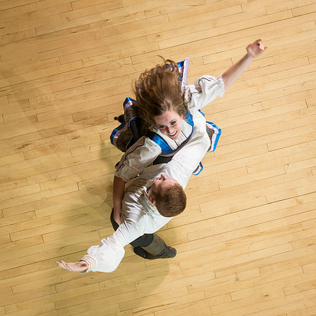 Marketing photos shot from the catwalk in the Hart Gym for their upcoming tour.