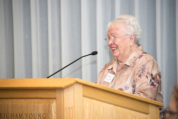 The Eliza R. Snow Society Honors Florence Bowman as she receives the Eliza R. Snow Award.
