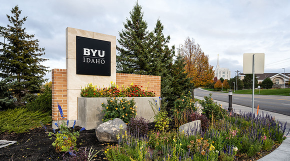 BYU-Idaho sign on the South end of campus.
