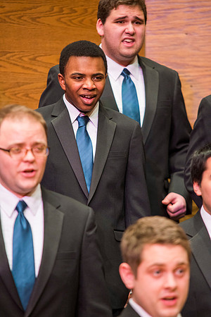 Brigham Young University-Idaho Men's Choir performing for their newest concert.