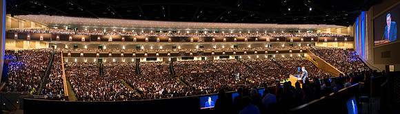Elder Jeffery R. Holland speaks to a packed house in the BYU-Idaho Center.