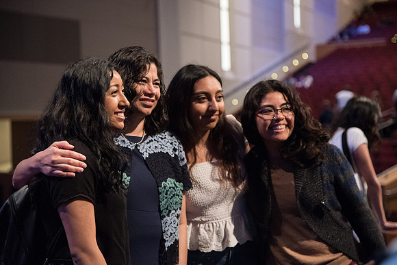 BYU-Idaho Devotional. Guest Speaker Reyna Aburto, Second Counselor in the General Relief Society, greeting the students after her talk. Spring Semester.