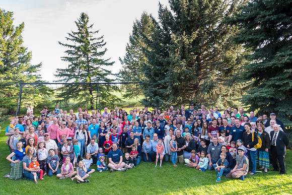 Pathway Worldwide employees and their families gather for a social in Rexburg. 2017