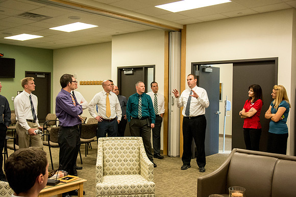 Human Resources takes new employees on a tour of the BYU-Idaho Center.