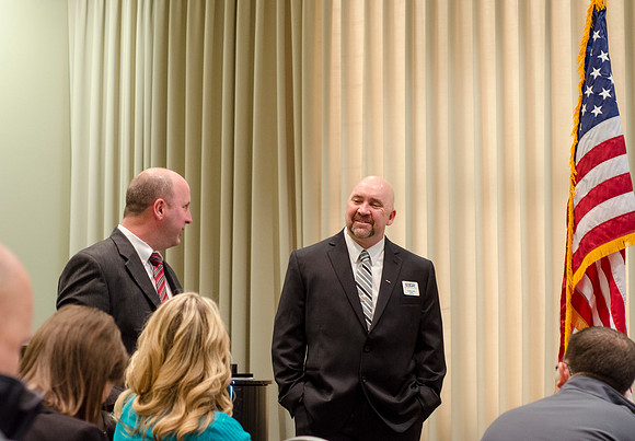 Todd Smith receiving an award on behalf of BYU-Idaho from the Office of the Secretary of Defense for the support BYU-Idaho has given to Peter Stilling while he has been serving in the Guard. Awarded b