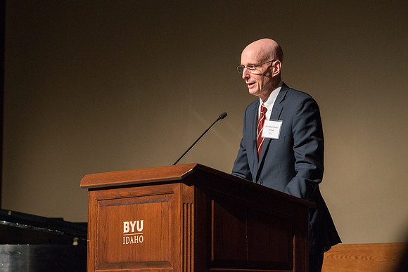 President Henry J Eyring hosts members of the President's Club who gather for a reception and banquet in the BYU-Idaho Marriott Center.