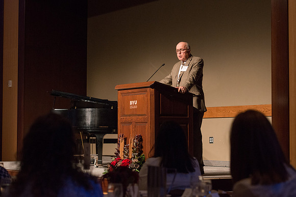 President Henry J Eyring hosts members of the President's Club who gather for a reception and banquet in the BYU-Idaho Marriott Center.