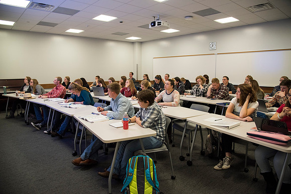 Animal Science majors listen and learn in the classroom.