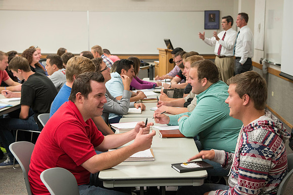 Business Management students learn some creative developement and thinking skills to prepare them for their IBC groups. The class is taught in a group effort by Craig Bell, Drew Eagar and Kent Lundin.