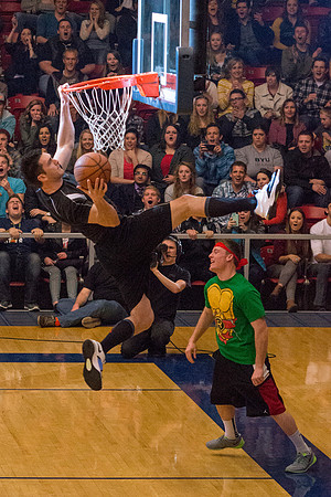 Brigham Young University-Idaho students, faculty and guests participate in the annual slam dunk competition held in the Hart Gym. Events included are the three-point shoot-out, a Spirit team performan