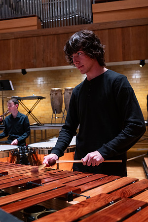BYUI Percussion rehearsing before a a concert.