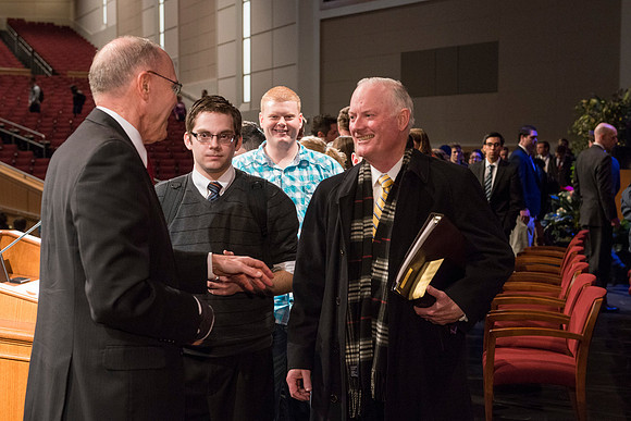 Russel T. Osguthorpe, the President of the the General Sunday Schoo and President Kim B. Clark after devotional.