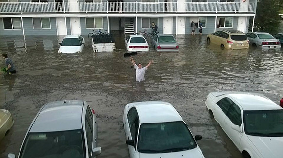 July 15, 2014 Over an inch of rain in less than an hour created a flash flood through Rexburg streets, through a few BYU-Idaho buildings and also flooded several students basement apartments. The even