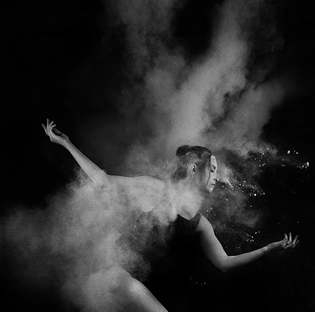 Brooklyn Jourdan, Dance major student posing with powder. Spring Semester
