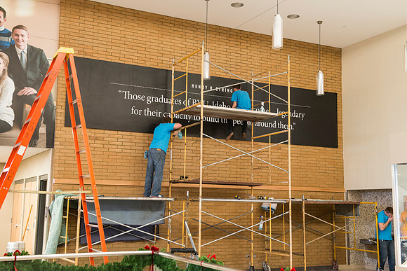 Legacy Hall in the Manwaring Center received some additional art work creating a lasting tribute to the ongoing Sprit of Ricks here at BYU-Idaho.  Two new show cases were added to Legacy Hall to pay t