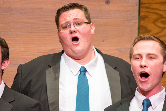 Brigham Young University-Idaho Men's Choir performing for their newest concert.