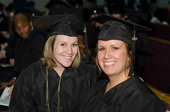 Student Graduates at the College of Education and Human Development Convocation in the HInckley Chapel.
