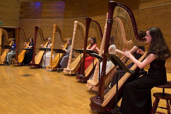 Harp Ensemble dress rehearsal