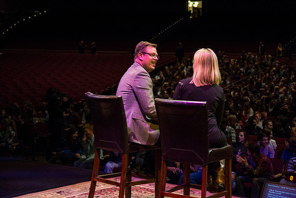 The Gilberts play a getting-to-know-eachother game with the audience to get things warmed up.