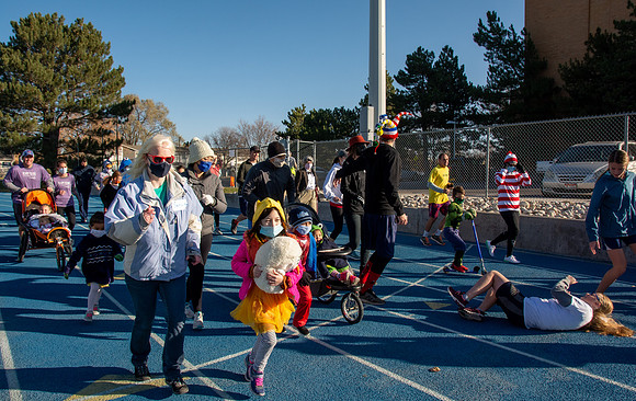 BYU-Idaho employees and their families enjoy a beautiful fall day at the stadium track.