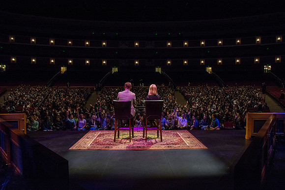 The Gilberts play a getting-to-know-eachother game with the audience to get things warmed up.