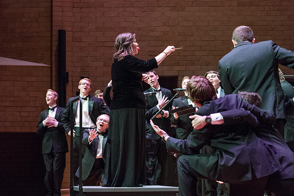 The Brigham Young University-Idaho choirs and ensembles perform in a concert together.