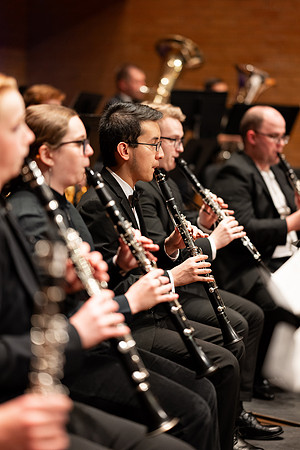 Students in the Symphony Band perform in the Barrus Concert Hall in preparation for their tour this summer.