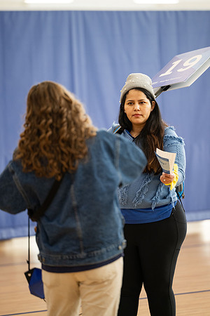 First year students at orientation check in.