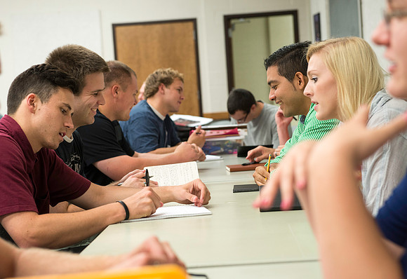 Business Management students learn some creative developement and thinking skills to prepare them for their IBC groups. The class is taught in a group effort by Craig Bell, Drew Eagar and Kent Lundin.