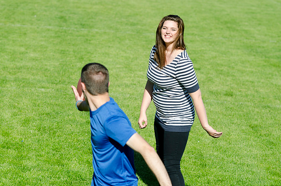 No score is kept during this lighthearted game of touch football.