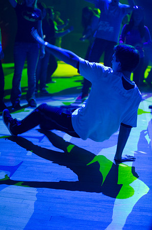 Students dance at an animal-themed dance party at in the Hart Gym.