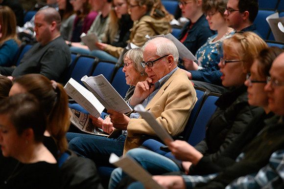 BYU-Idaho students and members of the Rexburg community gather to sing new hymns that have been written by the BYU-Idaho Community. (Students, Faculty/Staff,Community)