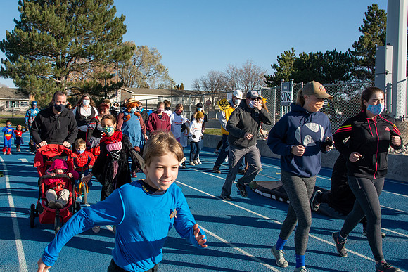 BYU-Idaho employees and their families enjoy a beautiful fall day at the stadium track.