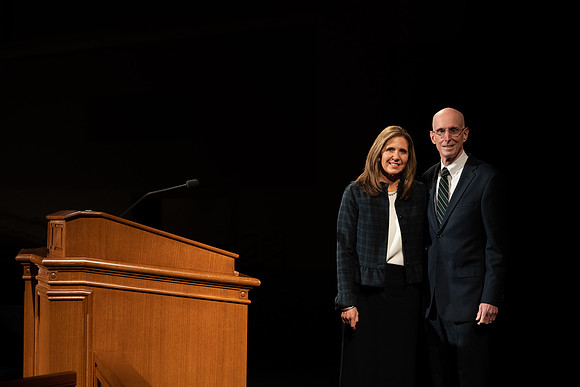 Brother and sister Eyring speak at the opening devotional of Winter semester 2021.