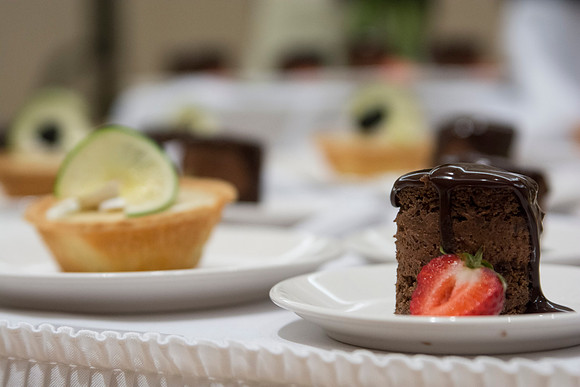 Minidort Chocolate Torte and Key Lime Tart is neatly organized on the dessert table for lunch during the 2014 Spring Semester PAC.