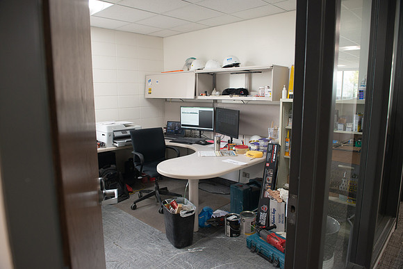The Auxiliary Services Building is under construction and renovation to become the ETC building.