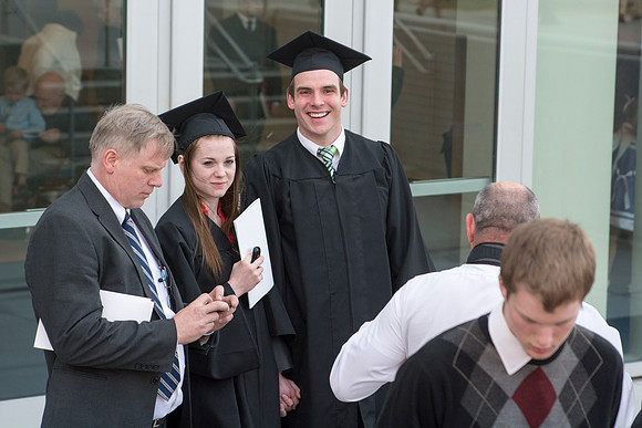 Brigham Young University-Idaho Graduates tour campus with their families saying goobyes to peers and getting pictures with friends and family before the convocation ceremonies. Photo by Ryan Chase