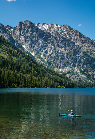 Beautiful summer day in the Grand Teton National Park celebrating America's Independence at Jenny's Lake.