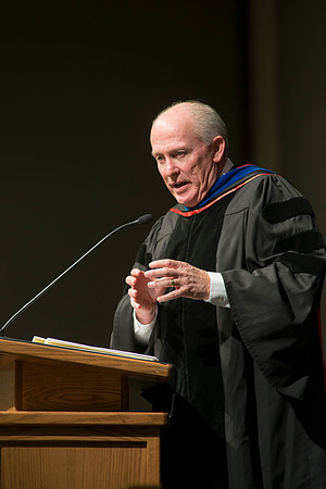 Elder Richard J. Maynes, Presidency of the Seventy, speaks at the College of Language and Letters Convocation in the Manwaring Center Ballroom.