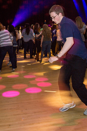 Students dance at an animal-themed dance party at in the Hart Gym.