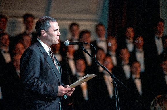 President Steven D. Bennion welcomes the audience and introduces Ricks College Choir and Orchestra
