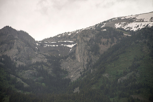 Jackson Hole Ski area. Scouting out Rock Spring Buttress for video shoot.