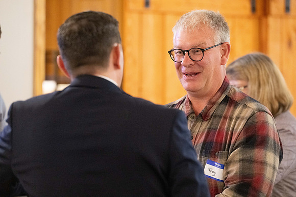 Alumni in the Cache Valley area gather at Eagles Landing Event Center, in Smithfield, Utah and get the chance to listen to and meet President Meredith.