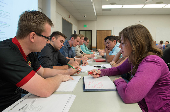 Business Management students learn some creative developement and thinking skills to prepare them for their IBC groups. The class is taught in a group effort by Craig Bell, Drew Eagar and Kent Lundin.