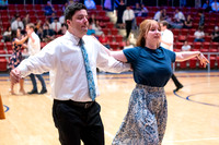 Students perform in a dance competition at the Hart Auditorium.
