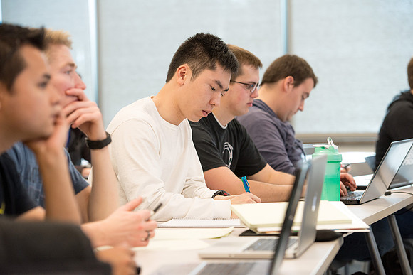 Jody Swenson teaches a class in the new Science and Techonolgy Center.