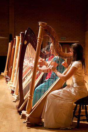 Students perform at the Harp Ensamble concert.
